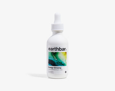 Earthbar Energy Ginseng supplement, 2 fl oz bottle, front label on white background