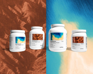Earthfusion plant protein in vanilla and chocolate flavors.