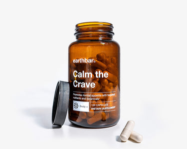 A jar of Earthbar's Calm the Crave supplement.