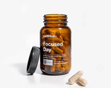 A jar of Earthbar's Focused Day supplement.