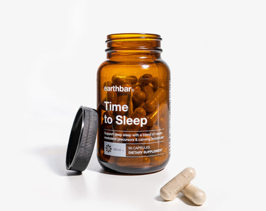 A jar of Earthbar's Time to Sleep supplement.